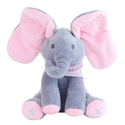 Baby Peek A Boo Animated Singing Elephant Flappy Plush Toy