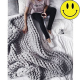 Super Thick Chunky Yarn Bulky Hand Knitting Blanket