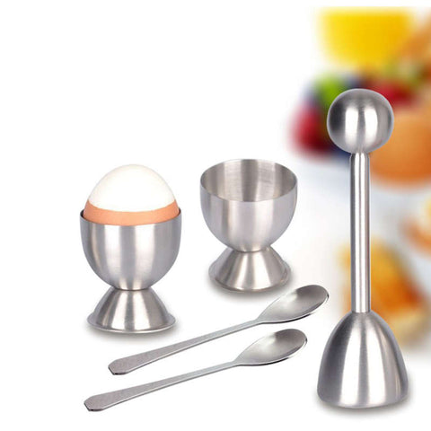 Egg Cracker Tool – Include Spoons and Cups-Shell Remover & Cutter-Steel Spoon & Cup