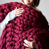 Super Thick Chunky Yarn Bulky Hand Knitting Blanket
